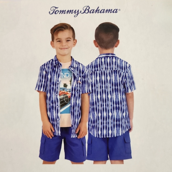 Tommy Bahama Boys Set 3-pieces Button Down Shirt Graphic T-Shirt & Shorts Size 4 - Picture 3 of 16